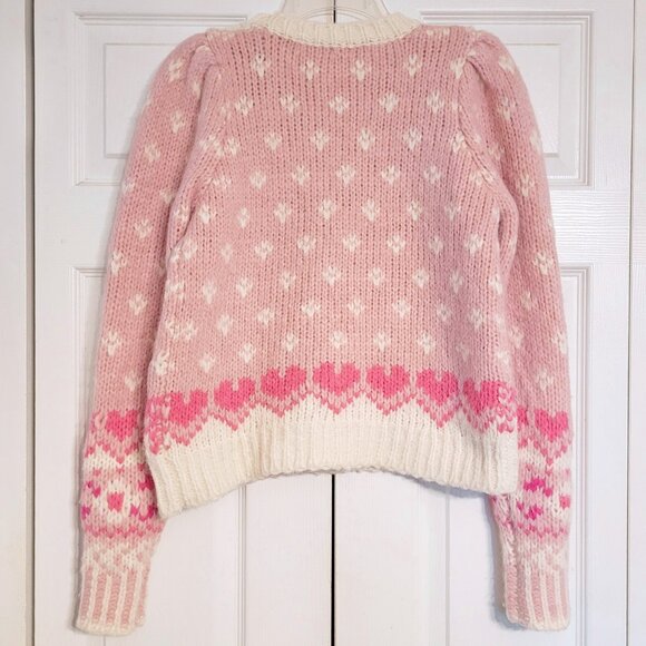 LoveShackFancy Rosie Heart Alpaca Wool Puff Shoulder Sweater - Picture 6 of 11